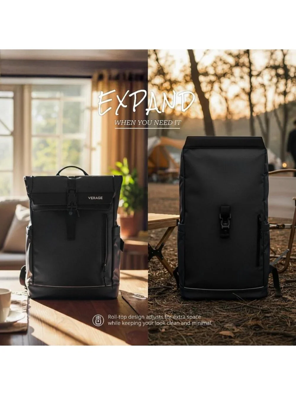 Expandable Water-Resistant 2-in-1 Laptop Backpack & Sling Bag for Travel